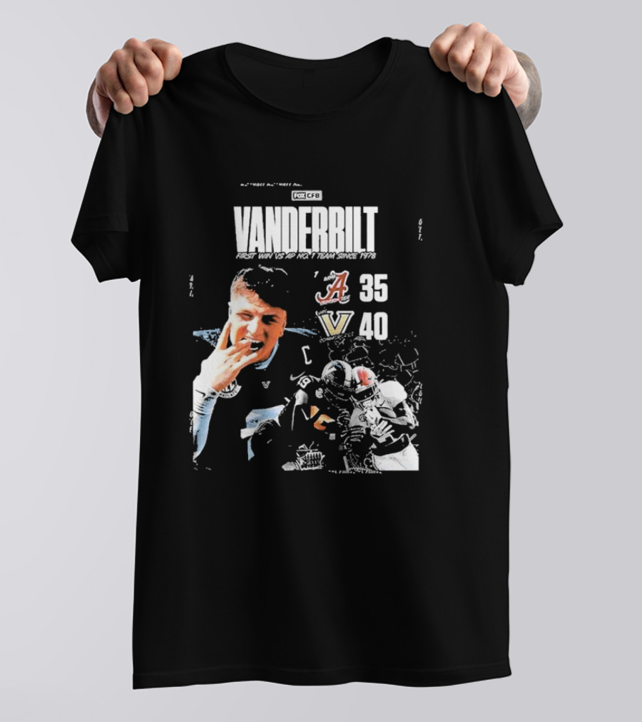 Vanderbilt Commodores First Win 40 35 Against Alabama Crimson Tide NCAA T-Shirt