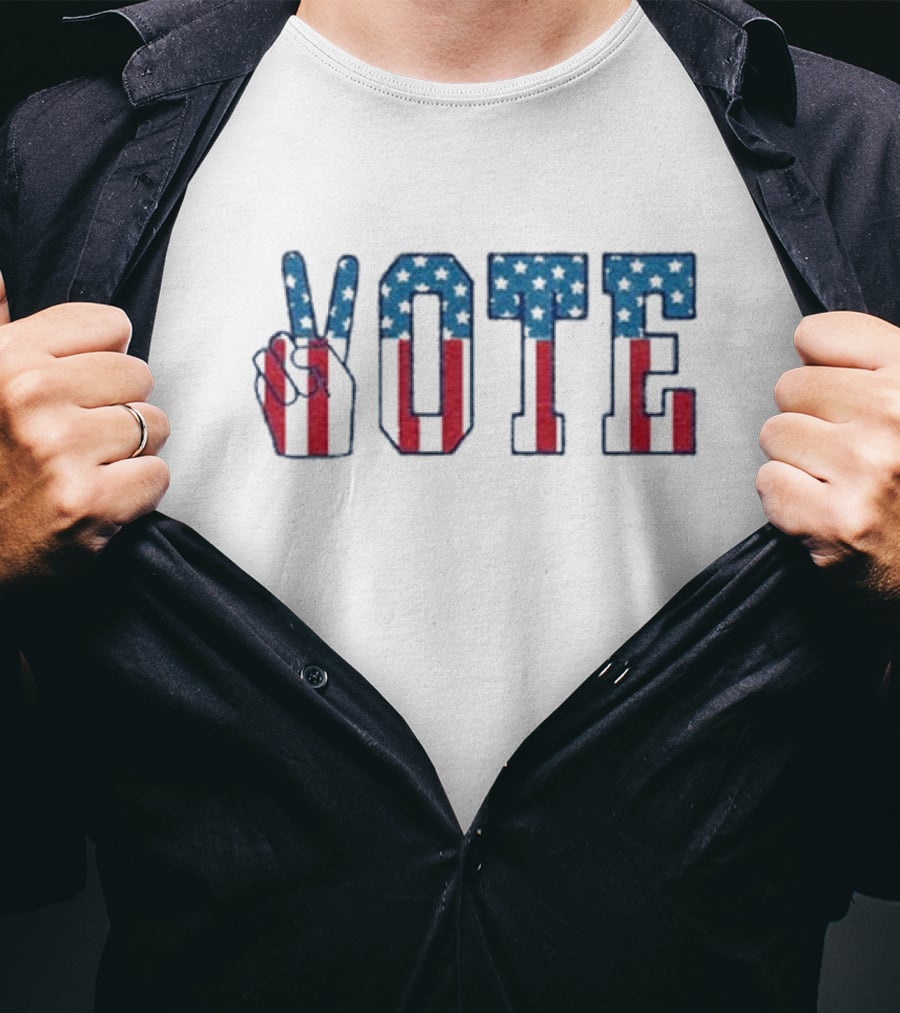 Stars And Stripes Peace Hand Vote T-Shirt