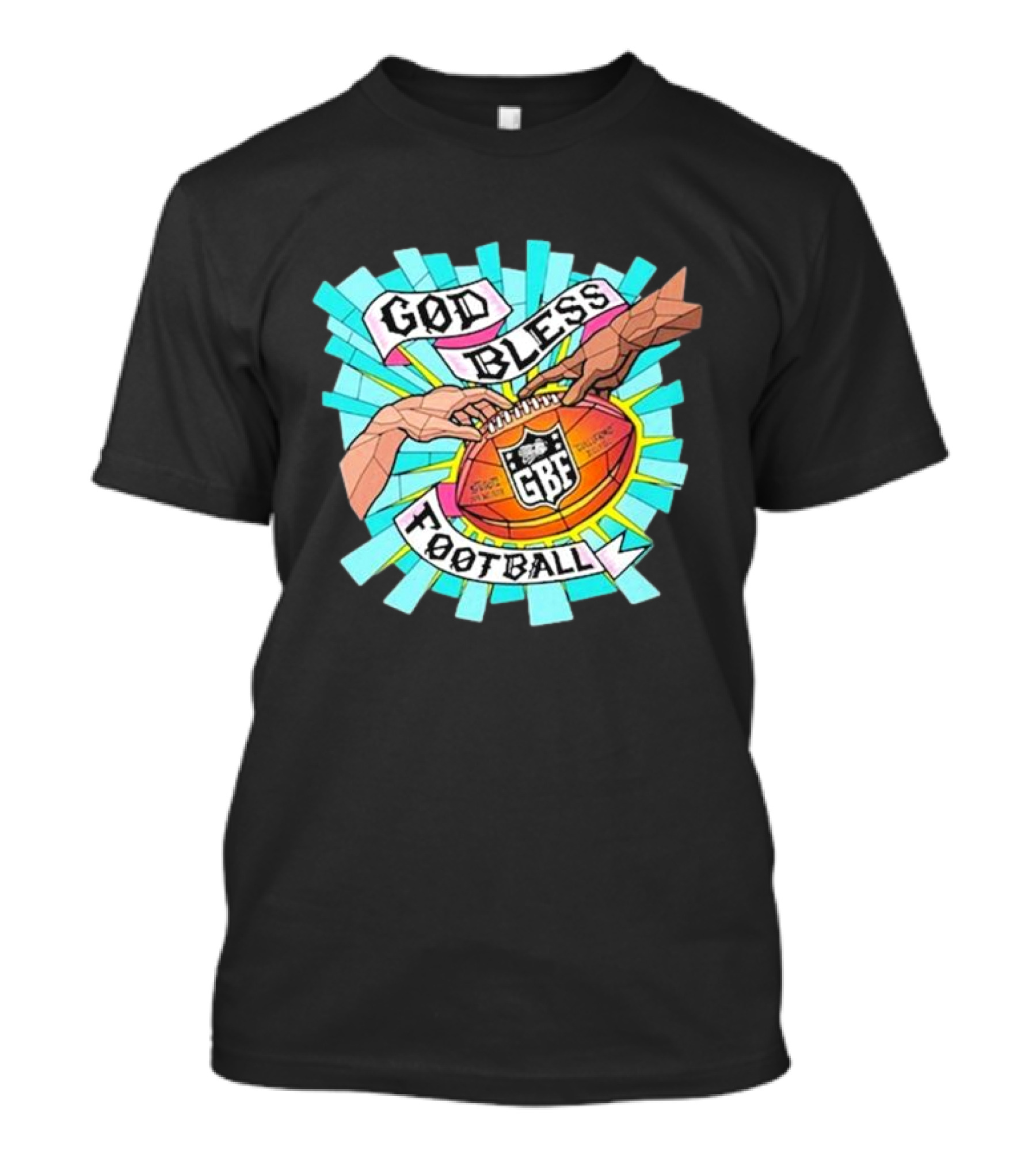 God Bless Football Stained Glass GBF Football Hands Iconic T-Shirt