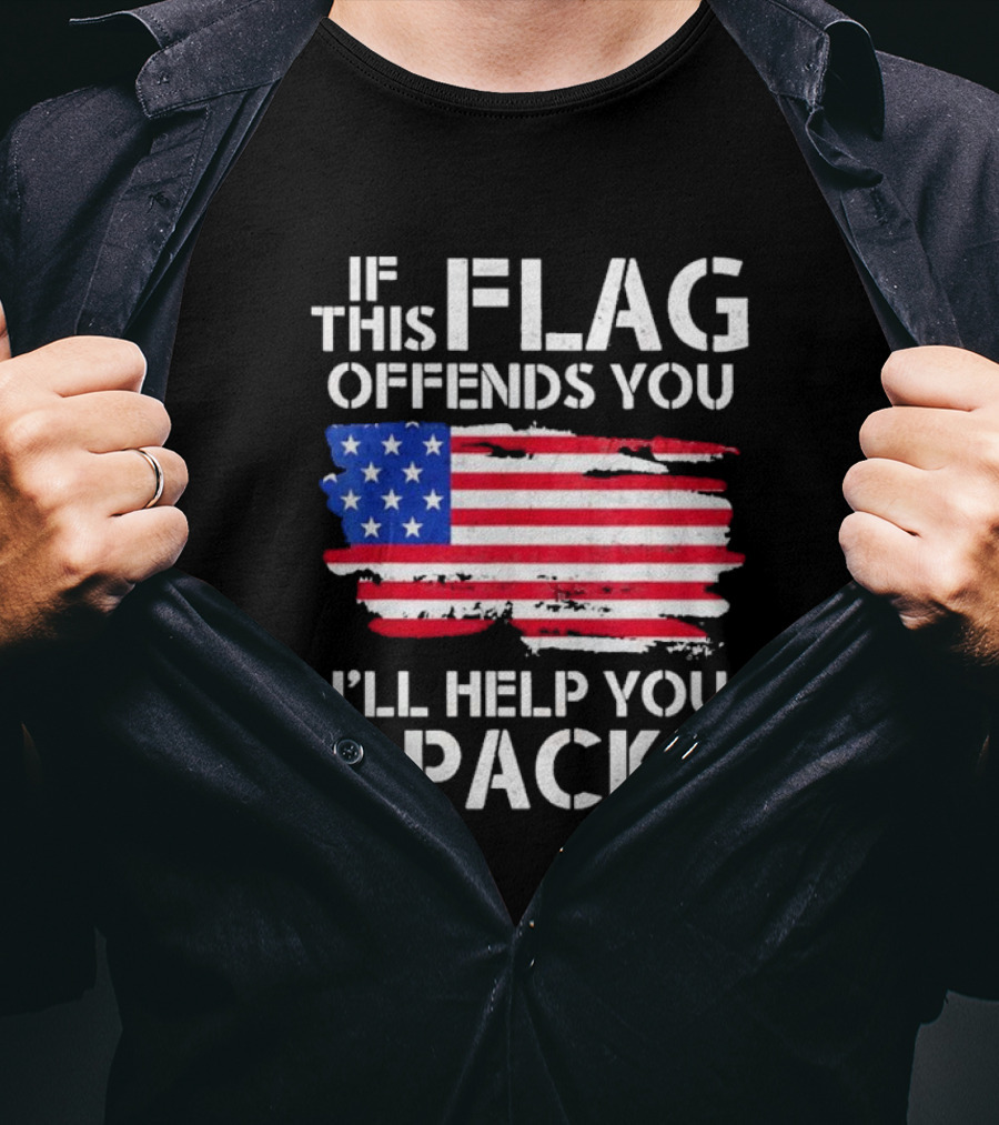 If This Flag Offends You I’ll Help You Pack American Flag T-Shirt