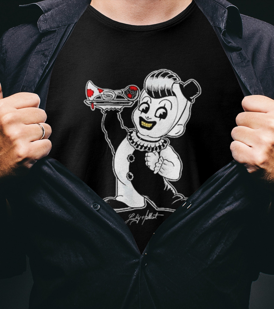 Lucky Hellcat Big Boy Creepy Clown With Chainsaw T-Shirt
