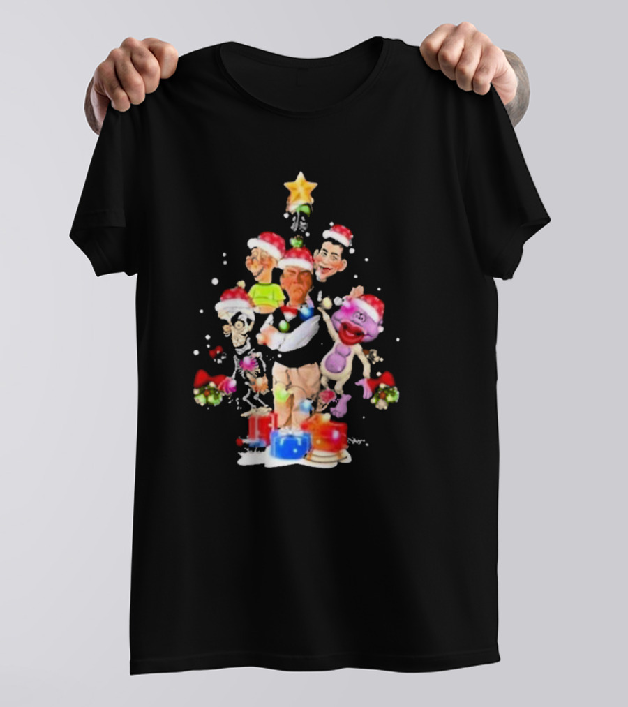 Jeff Dunham Christmas Tree With Characters And Star Holiday T-Shirt