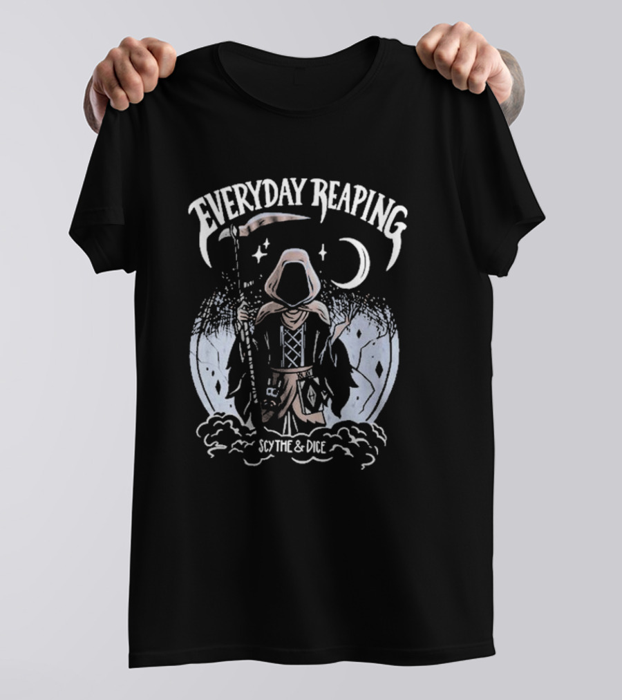 Everyday Reaping Scythe And Dice Moon Cloak T-Shirt