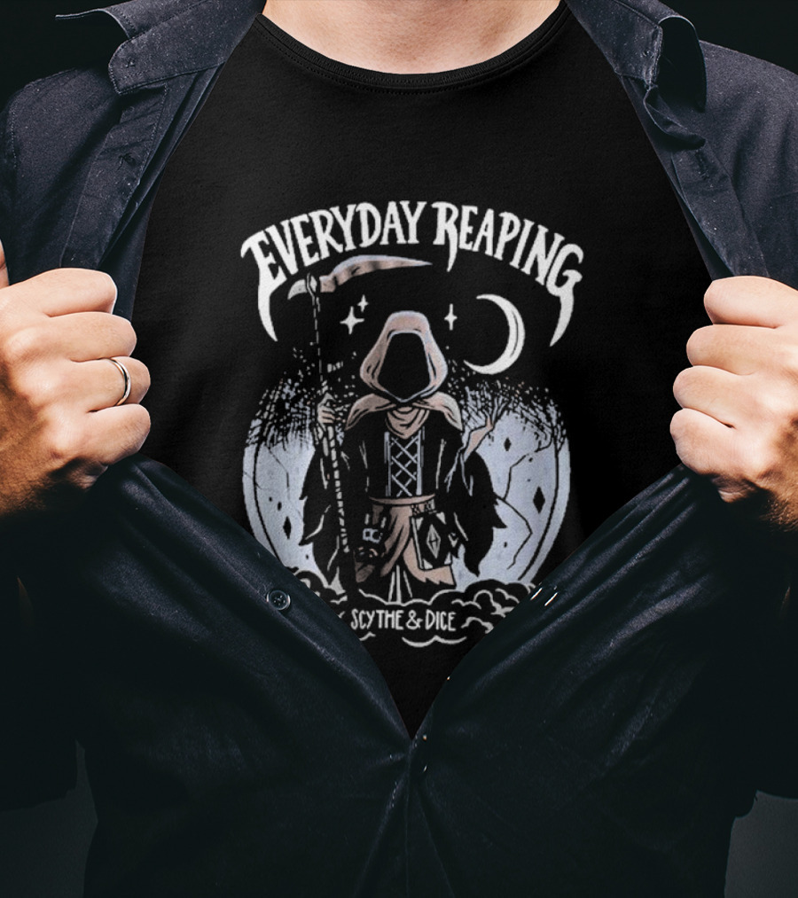 Everyday Reaping Scythe And Dice Moon Cloak T-Shirt