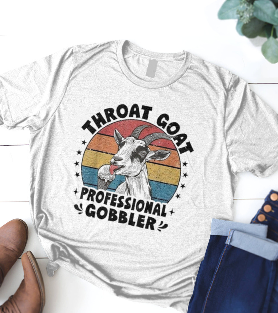 Throat Goat Professional Gobbler Retro Vintage Goat Eating Ice Cream T-Shirt
