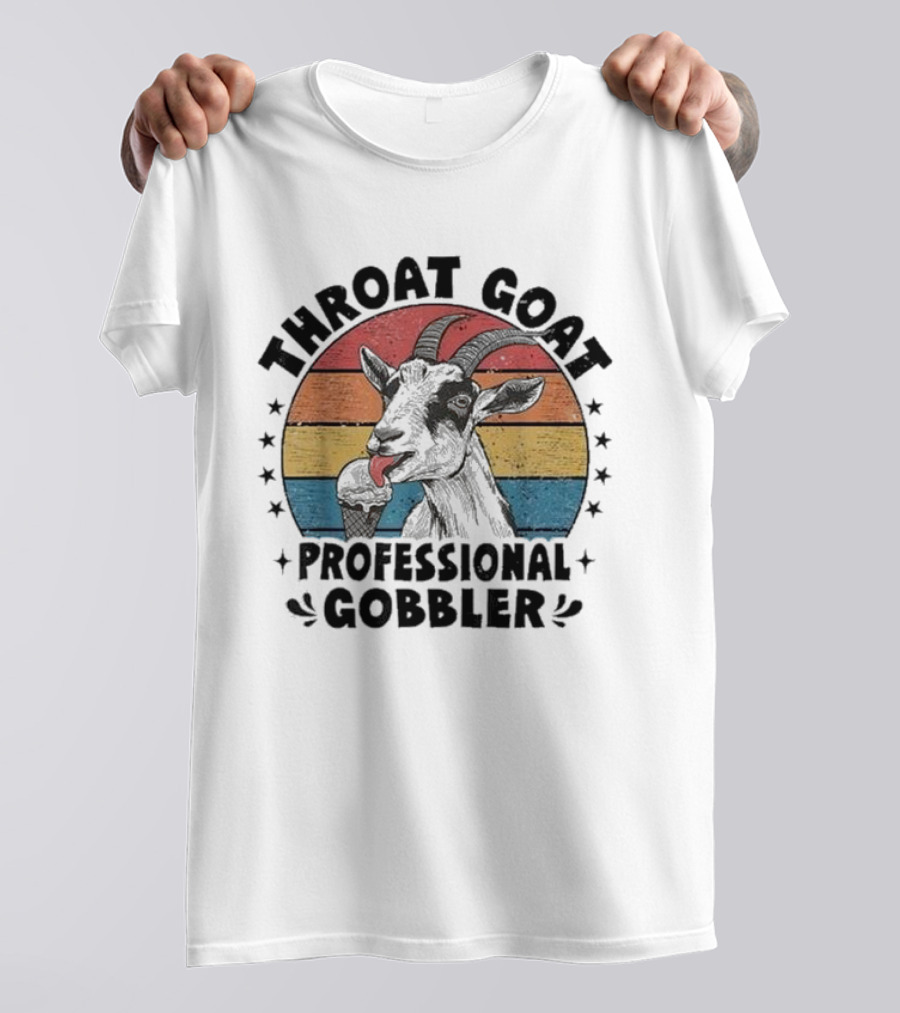 Throat Goat Professional Gobbler Retro Vintage Goat Eating Ice Cream T-Shirt
