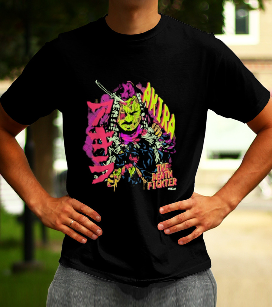 Akira Zombie Samurai Death Fighter In Neon Colors T-Shirt
