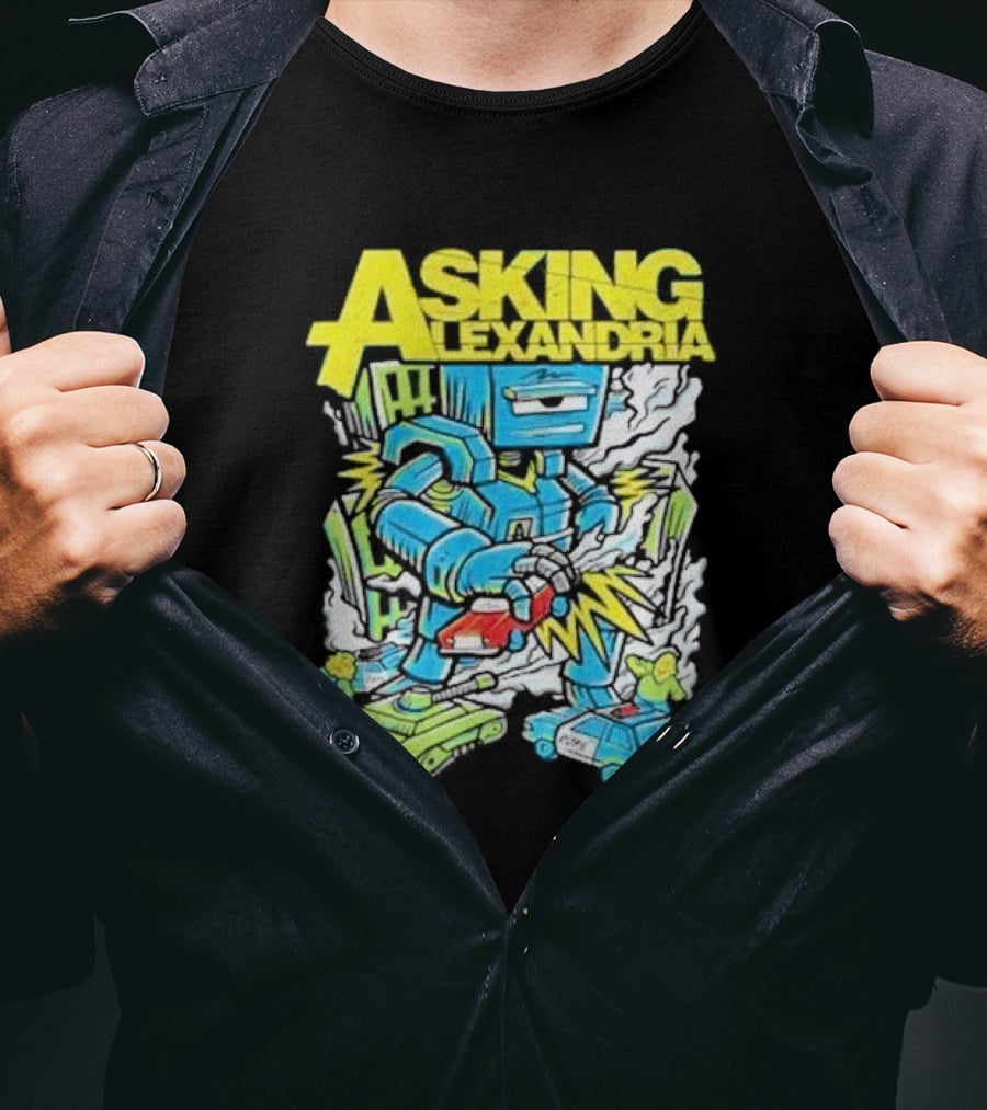 Asking Alexandria Killer Robot Blue And Green Electric Mech T-Shirt