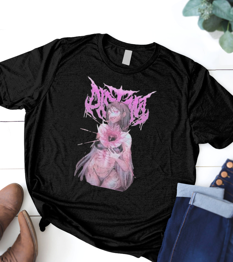 Distant Pink Anime Character With Heart Tattoo T-Shirt