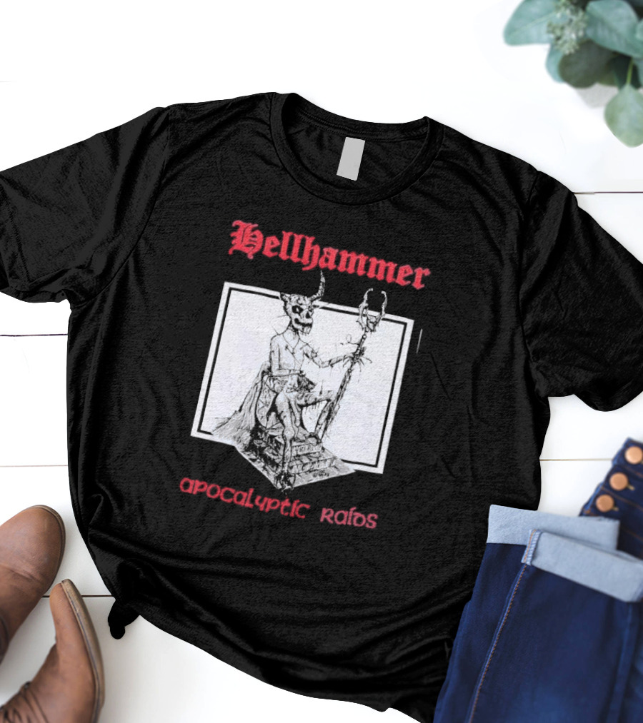 Hellhammer Apocalyptic Raids Horned Figure With Runes T-Shirt