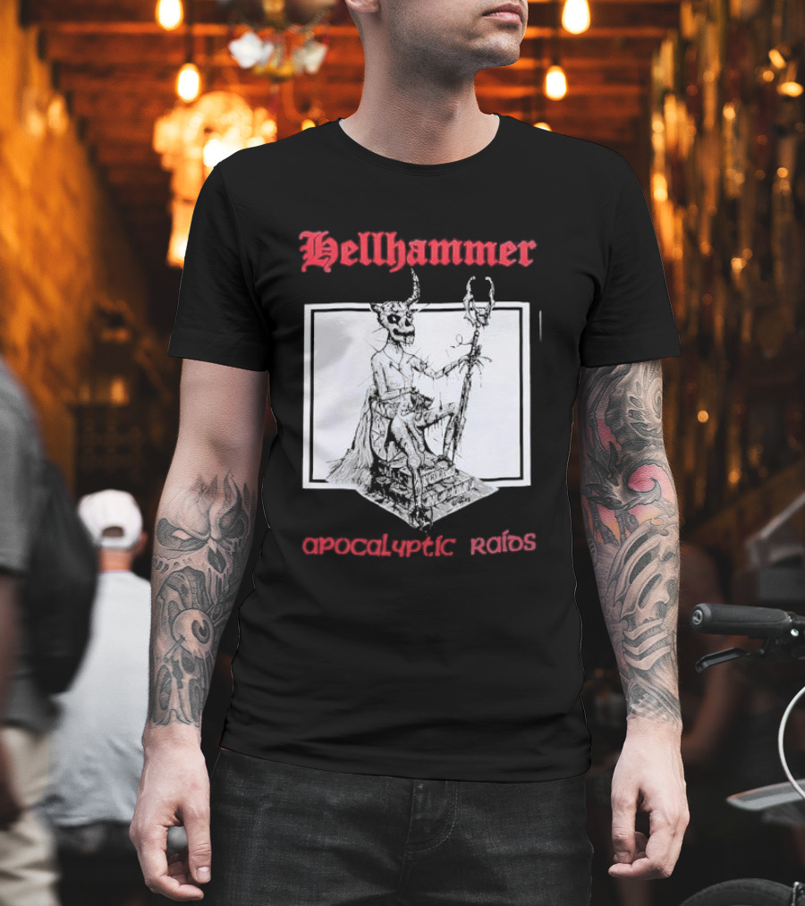 Hellhammer Apocalyptic Raids Horned Figure With Runes T-Shirt