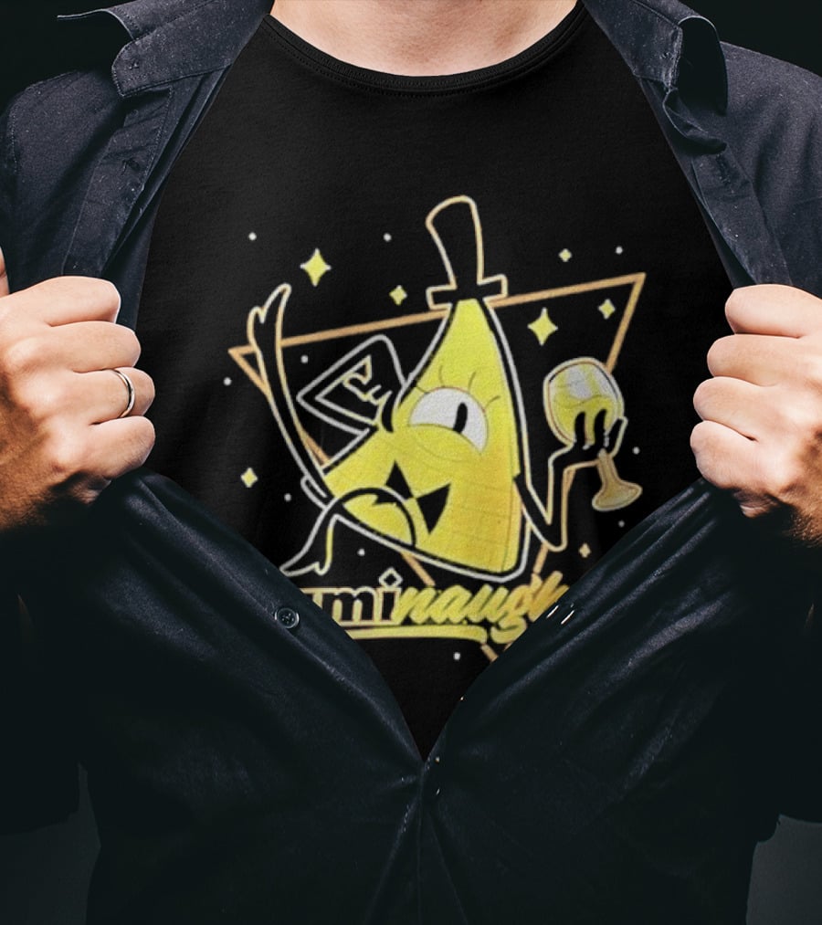 Illuminati Illuminaughty Triangle Cartoon With Wine Glass T-Shirt