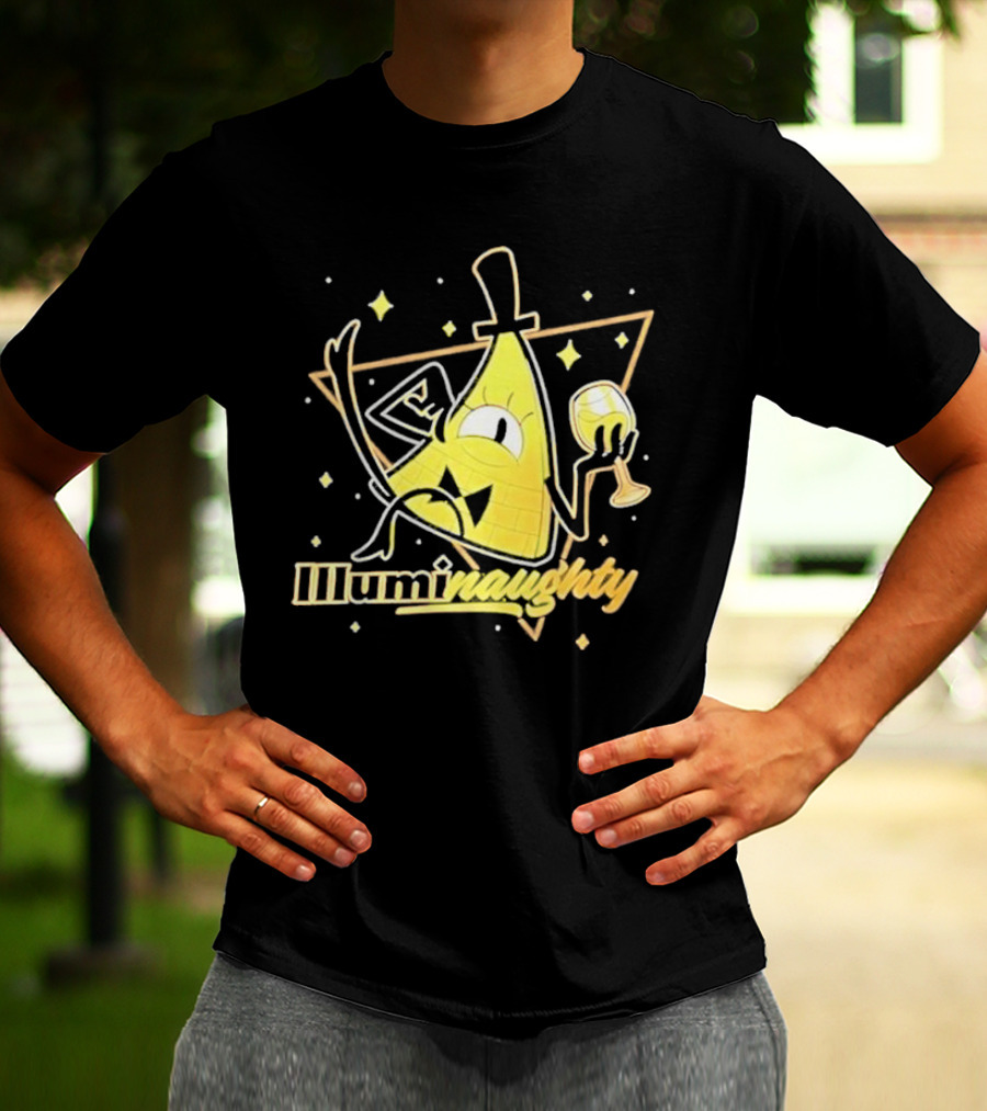 Illuminati Illuminaughty Triangle Cartoon With Wine Glass T-Shirt