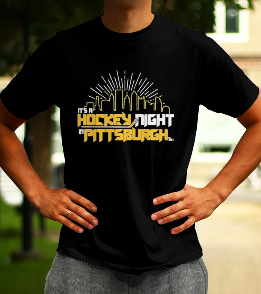 It's A Hockey Night In Pittsburgh Yinz Skyline T-Shirt