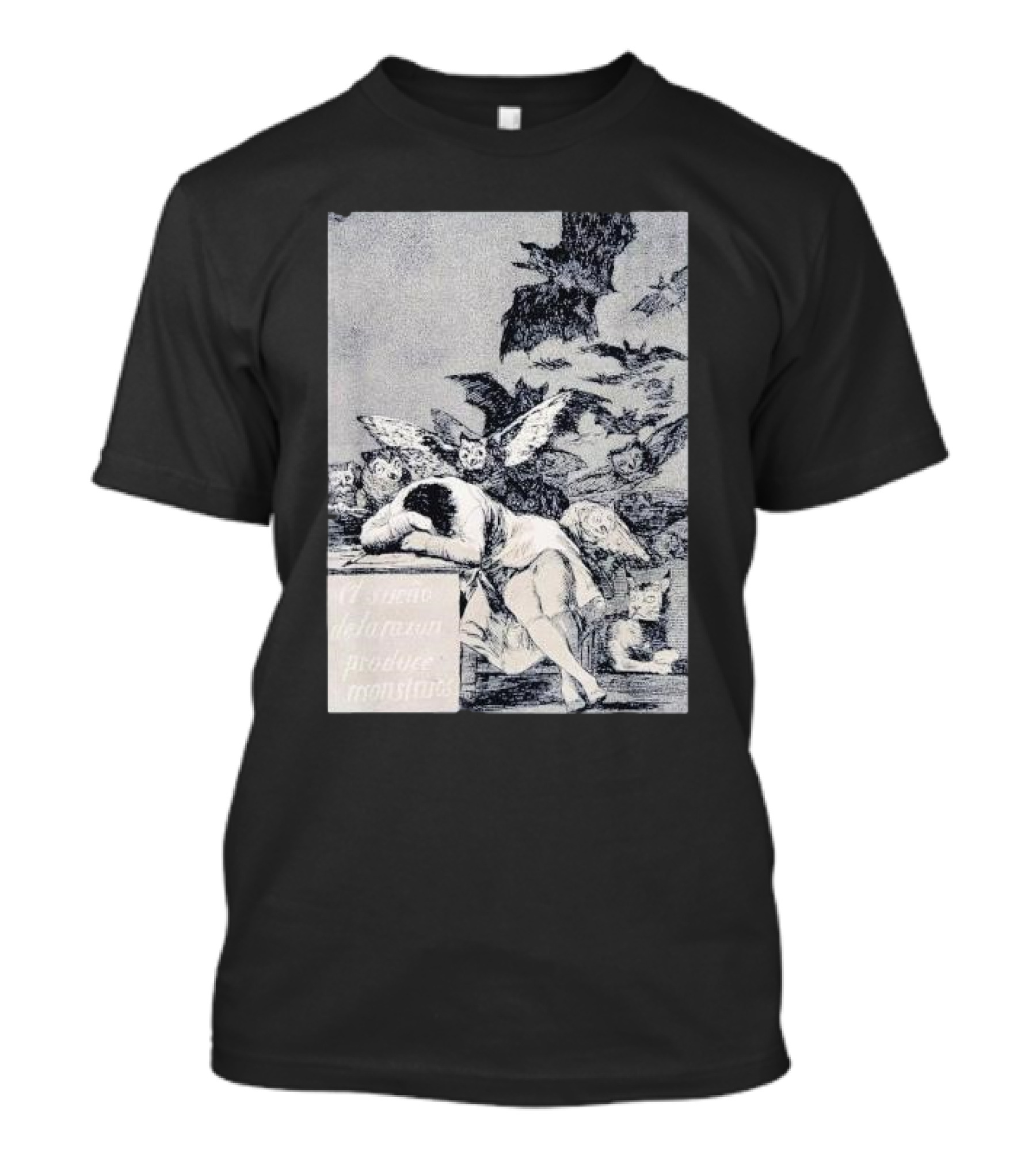 Francisco Goya The Sleep Of Reason Produces Monsters Artwork Scene With Bats And Owls T-Shirt