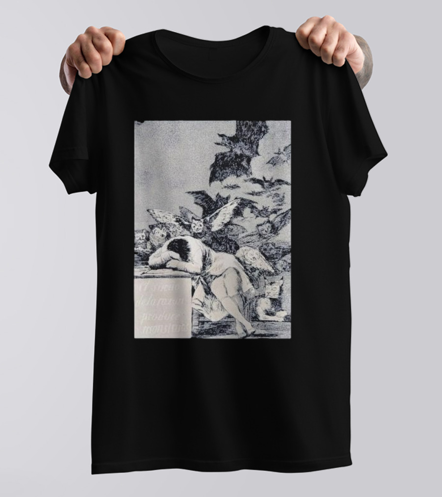 Francisco Goya The Sleep Of Reason Produces Monsters Artwork Scene With Bats And Owls T-Shirt
