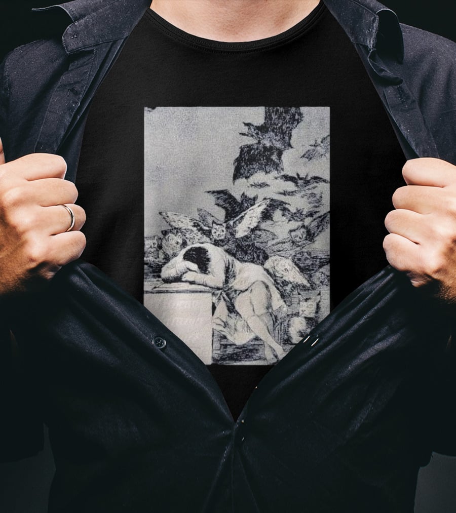Francisco Goya The Sleep Of Reason Produces Monsters Artwork Scene With Bats And Owls T-Shirt