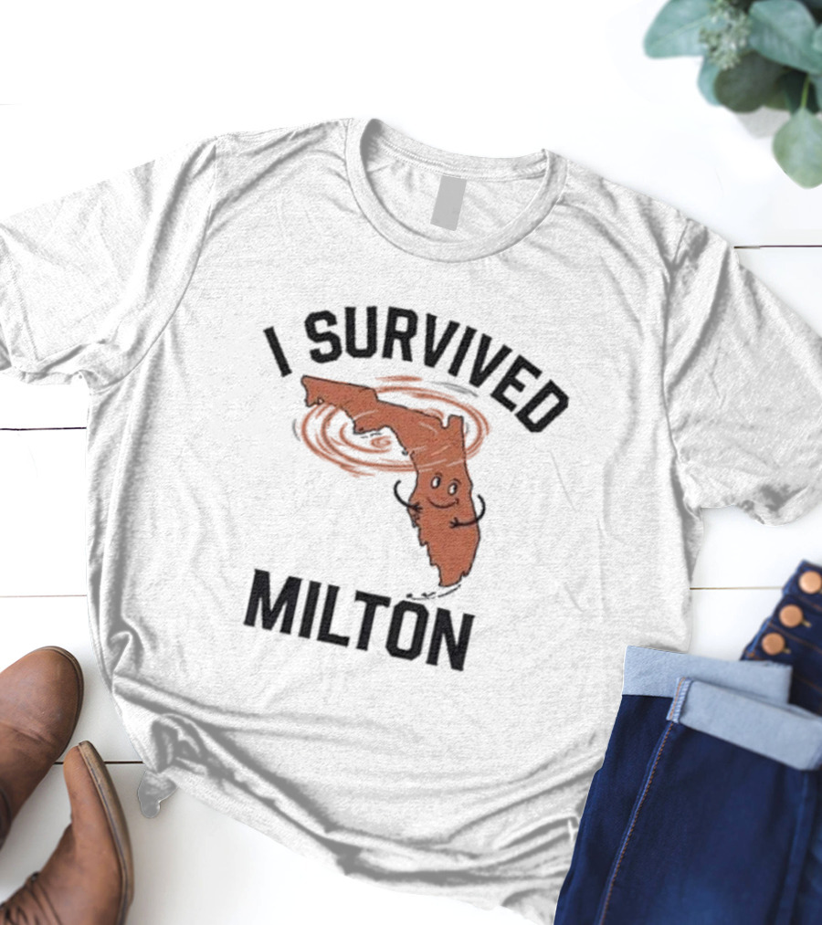 I Survived Milton Florida Super Storm Swirling Cartoon Map T-Shirt