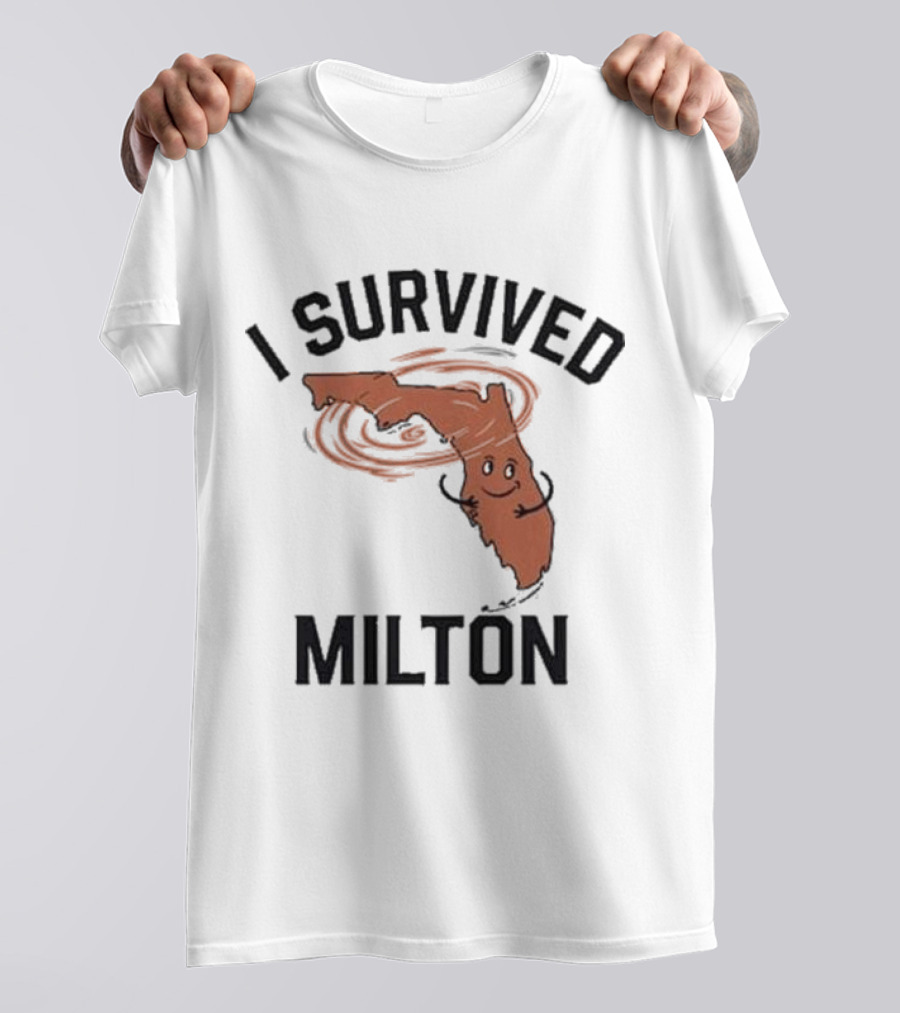 I Survived Milton Florida Super Storm Swirling Cartoon Map T-Shirt