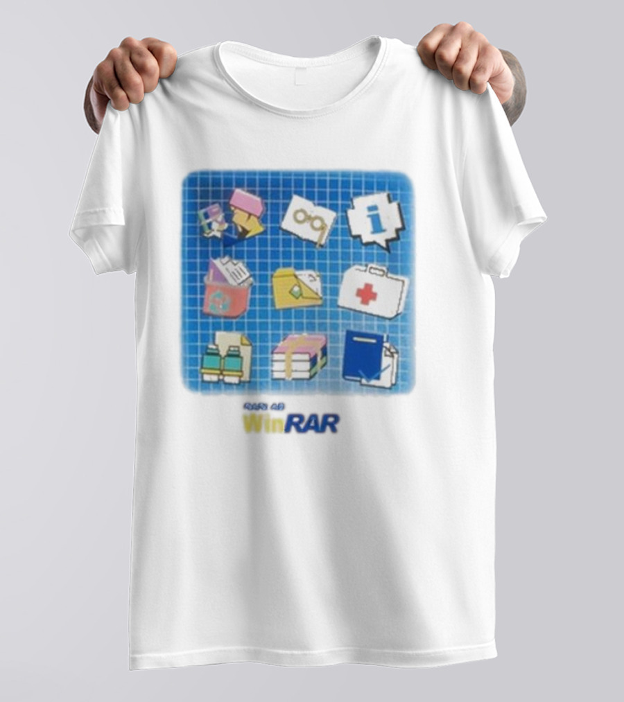 WinRAR Software Update Icon Grid With Colorful Symbols T-Shirt