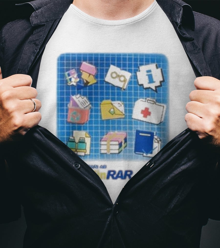 WinRAR Software Update Icon Grid With Colorful Symbols T-Shirt