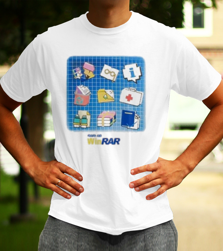 WinRAR Software Update Icon Grid With Colorful Symbols T-Shirt