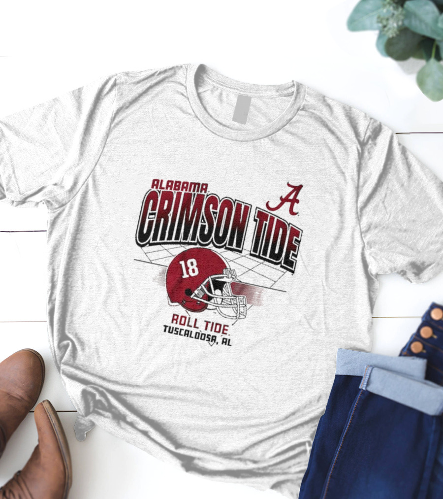 Alabama Crimson Tide Roll Tide Tuscaloosa AL Helmet 18 Football Grid T-Shirt