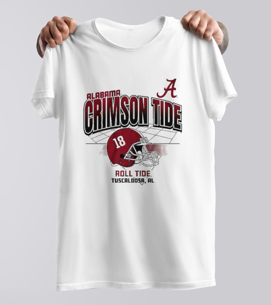 Alabama Crimson Tide Roll Tide Tuscaloosa AL Helmet 18 Football Grid T-Shirt