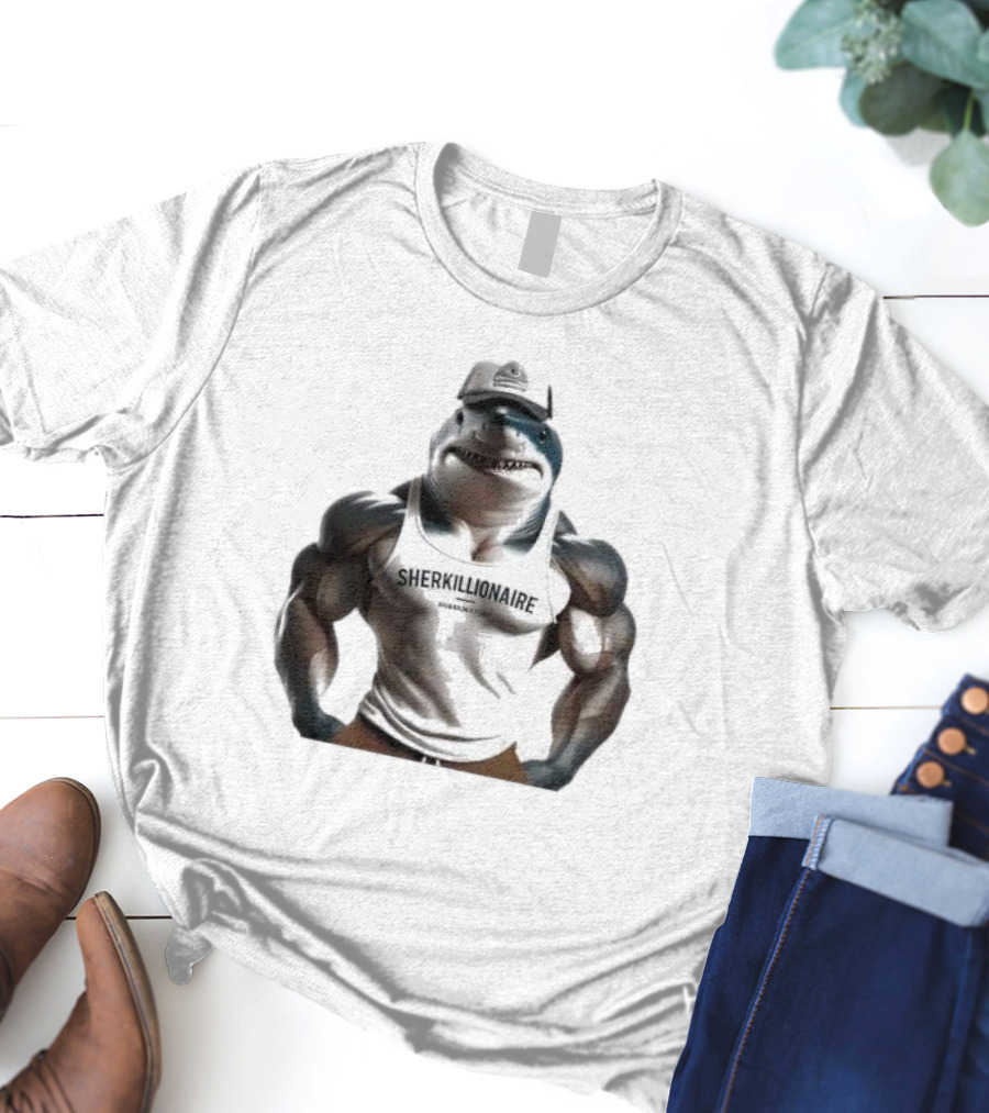 Muscular Shark Sherkillionaire Shirtless Body And Cap T-Shirt