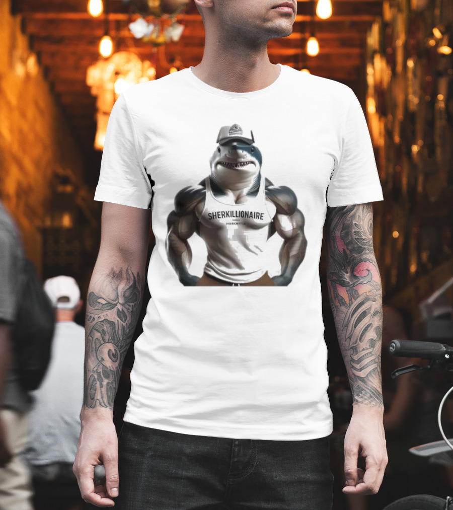 Muscular Shark Sherkillionaire Shirtless Body And Cap T-Shirt