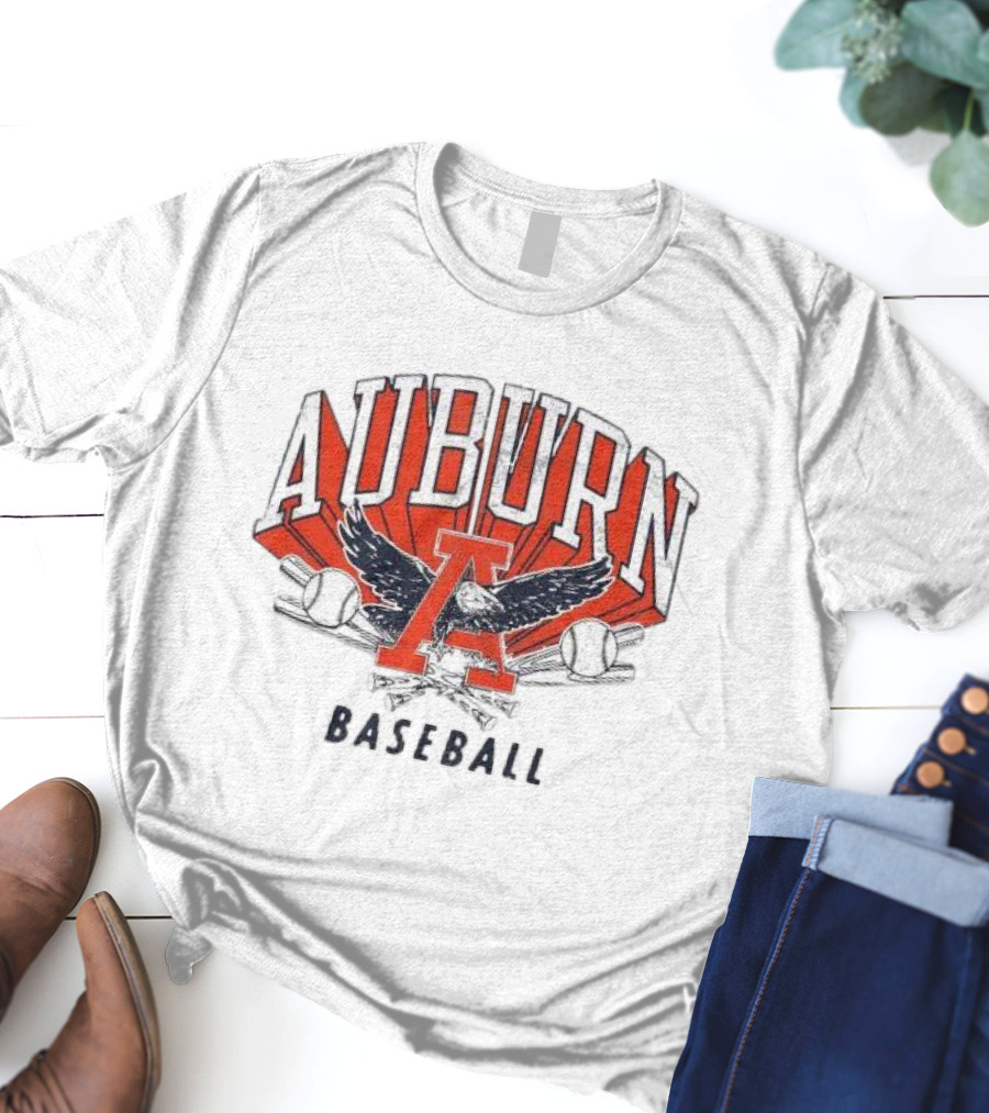 Auburn University Baseball Eagle Logo With Bats And Baseballs T-Shirt