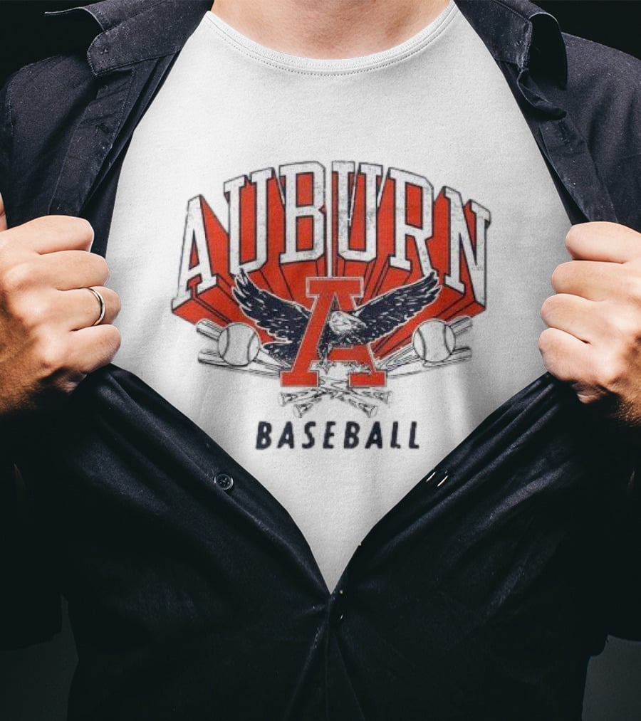 Auburn University Baseball Eagle Logo With Bats And Baseballs T-Shirt