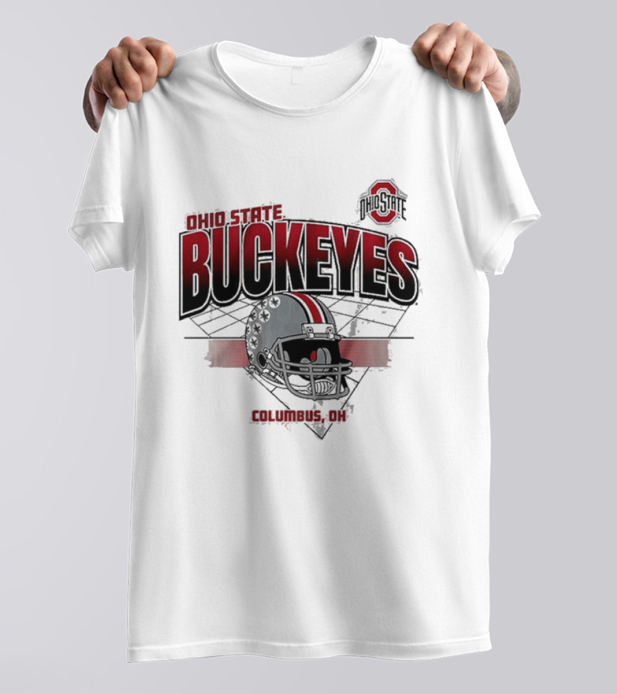 Ohio State Buckeyes Football Helmet Columbus OH Grid T-Shirt