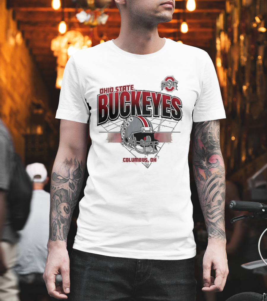 Ohio State Buckeyes Football Helmet Columbus OH Grid T-Shirt