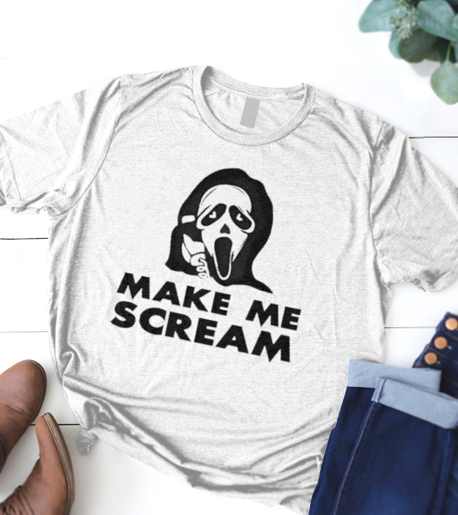 Self Proclaimed Store Ghostface Make Me Scream Horror Mask T-Shirt
