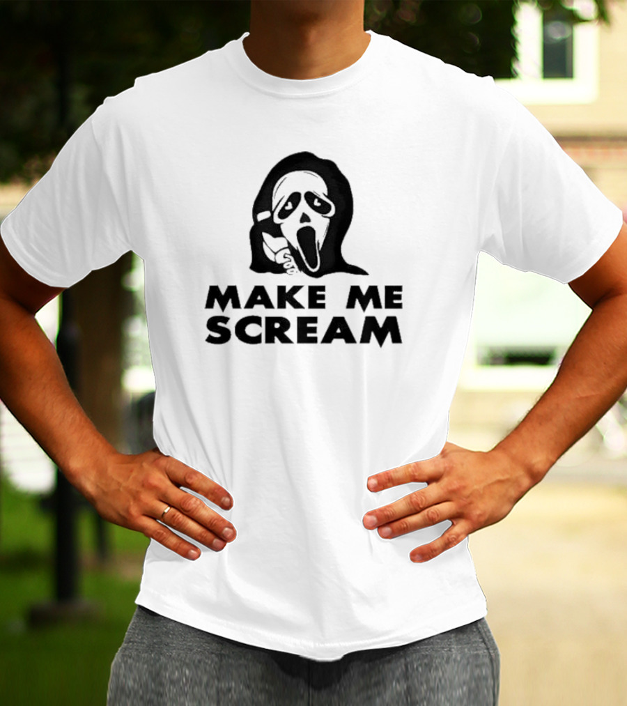 Self Proclaimed Store Ghostface Make Me Scream Horror Mask T-Shirt
