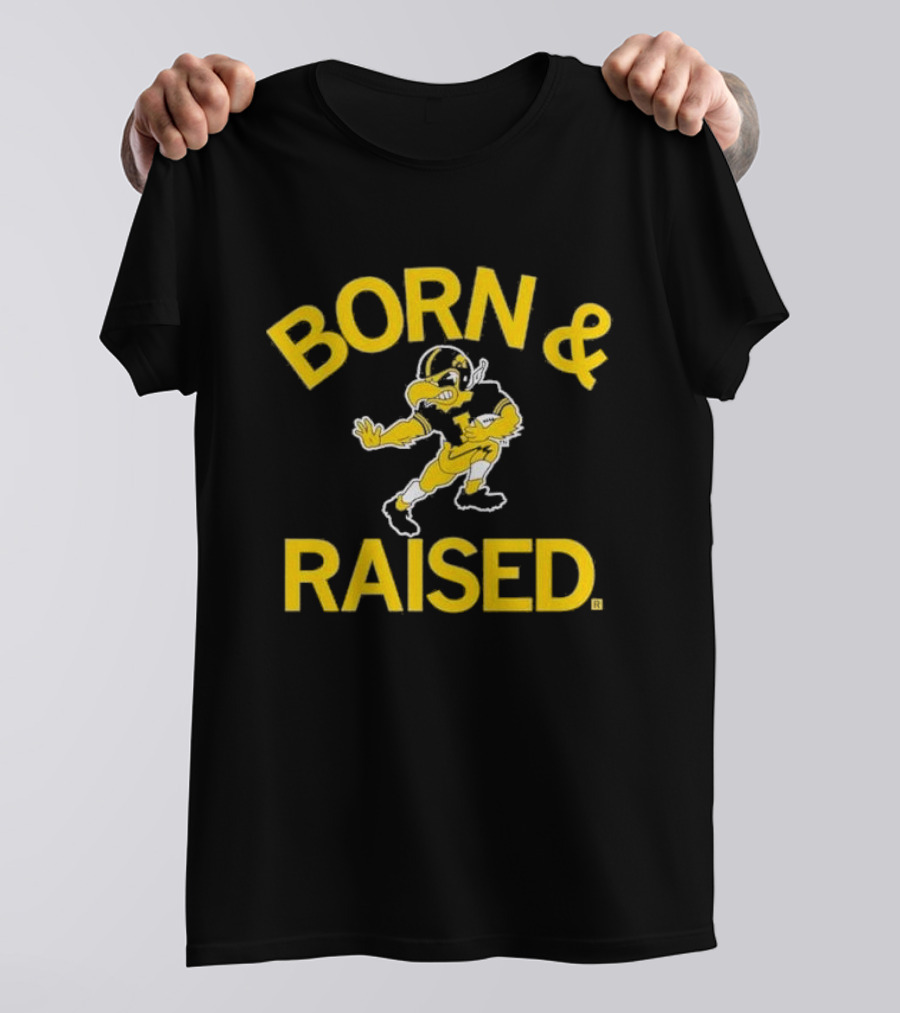 Hawkeyes Born And Raised Vintage Heavyweight Football T-Shirt