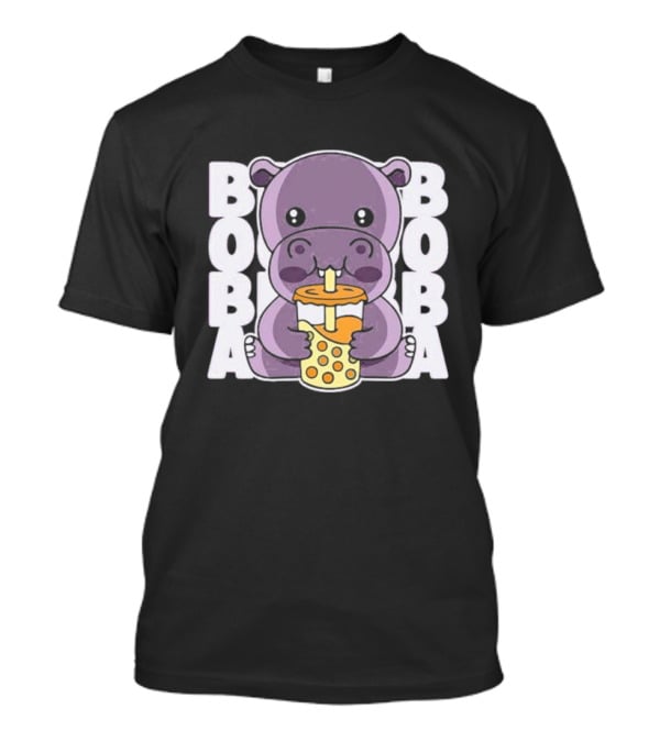 Kawaii Hippo Boba Tea Moo Deng Hippo Boba Boba T-Shirt