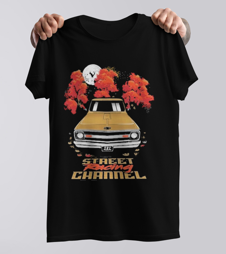 Street Racing Channel Fall Classic Car Autumn Moon T-Shirt