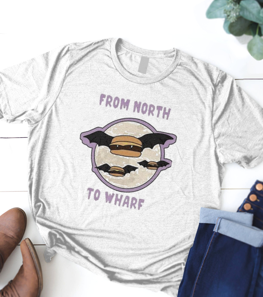 From North To Wharf Flying Burger Bats T-Shirt