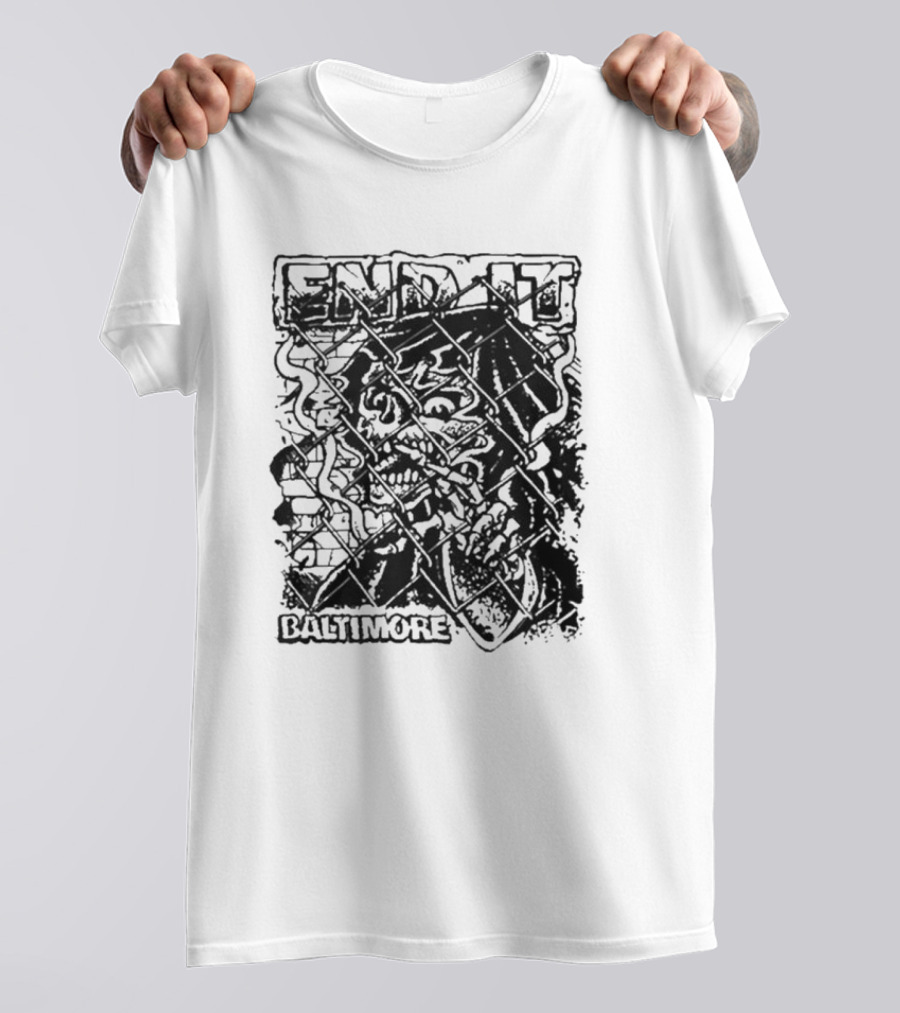 End It Baltimore Skull Behind Fence T-Shirt