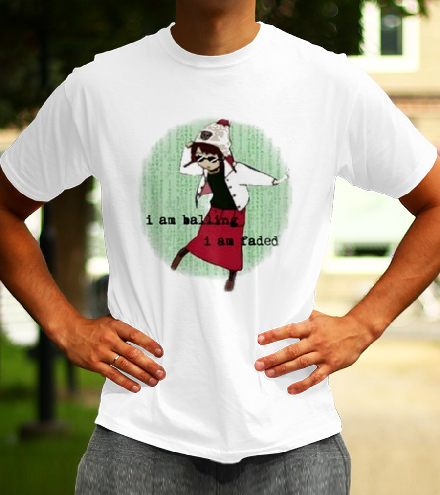I Am Ballin I Am Faded Lain Dance Pose Glasses Red Skirt Green Background T-Shirt