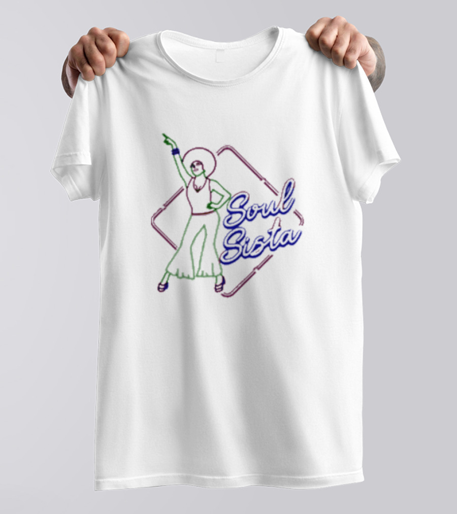 Soul Sista Afro 70s Disco Retro Music Iconic Dance Pose T-Shirt