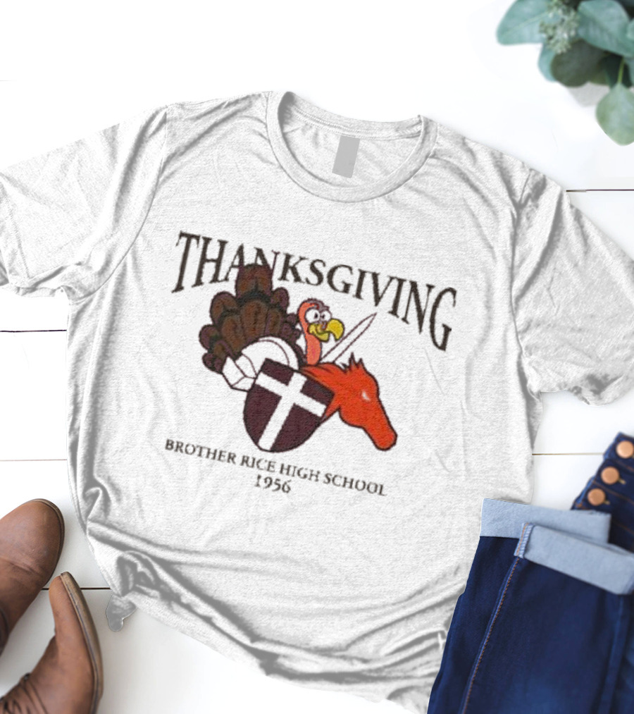Thanksgiving Brother Rice High School 1956 Turkey Horse Emblem T-Shirt