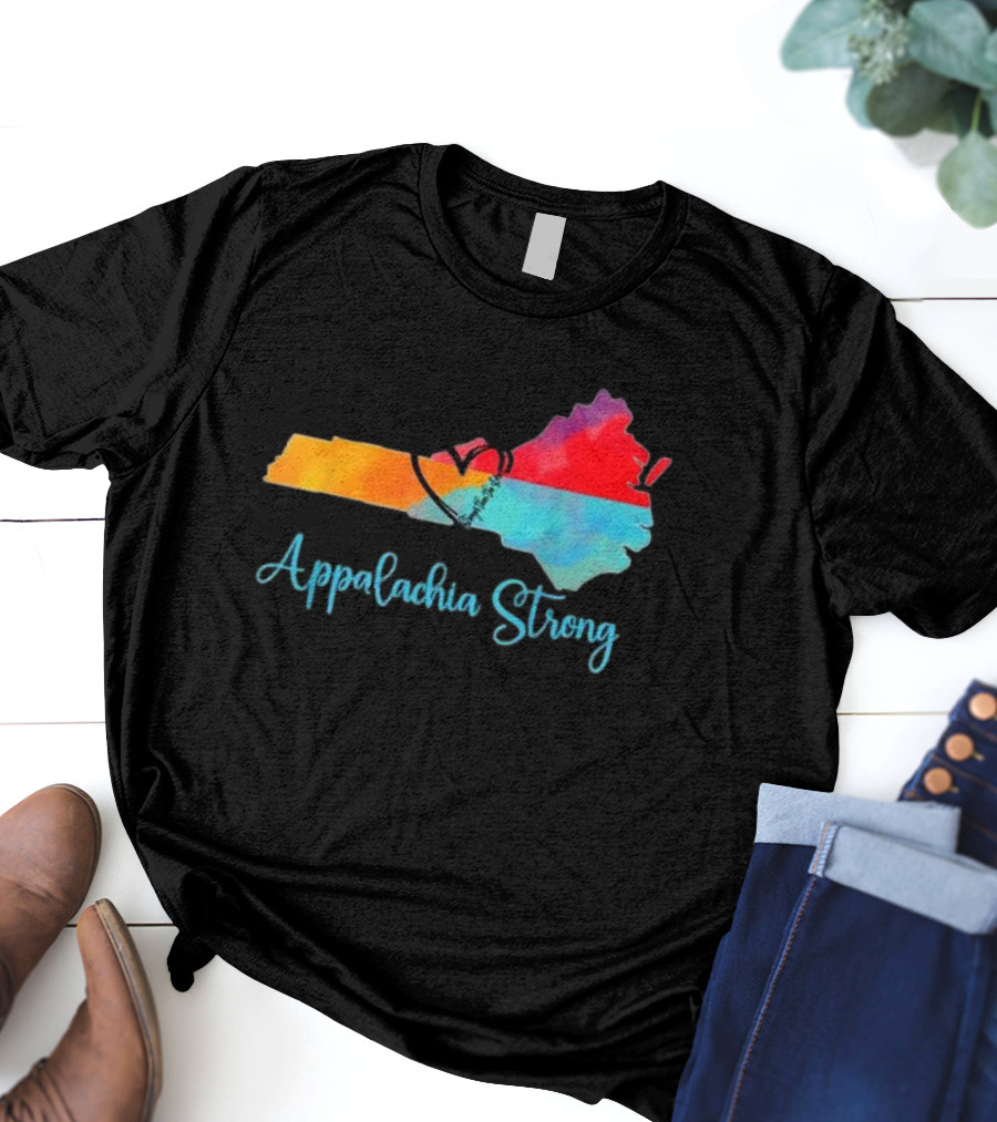 Appalachia Strong Heart Shape North Carolina Virginia Map T-Shirt