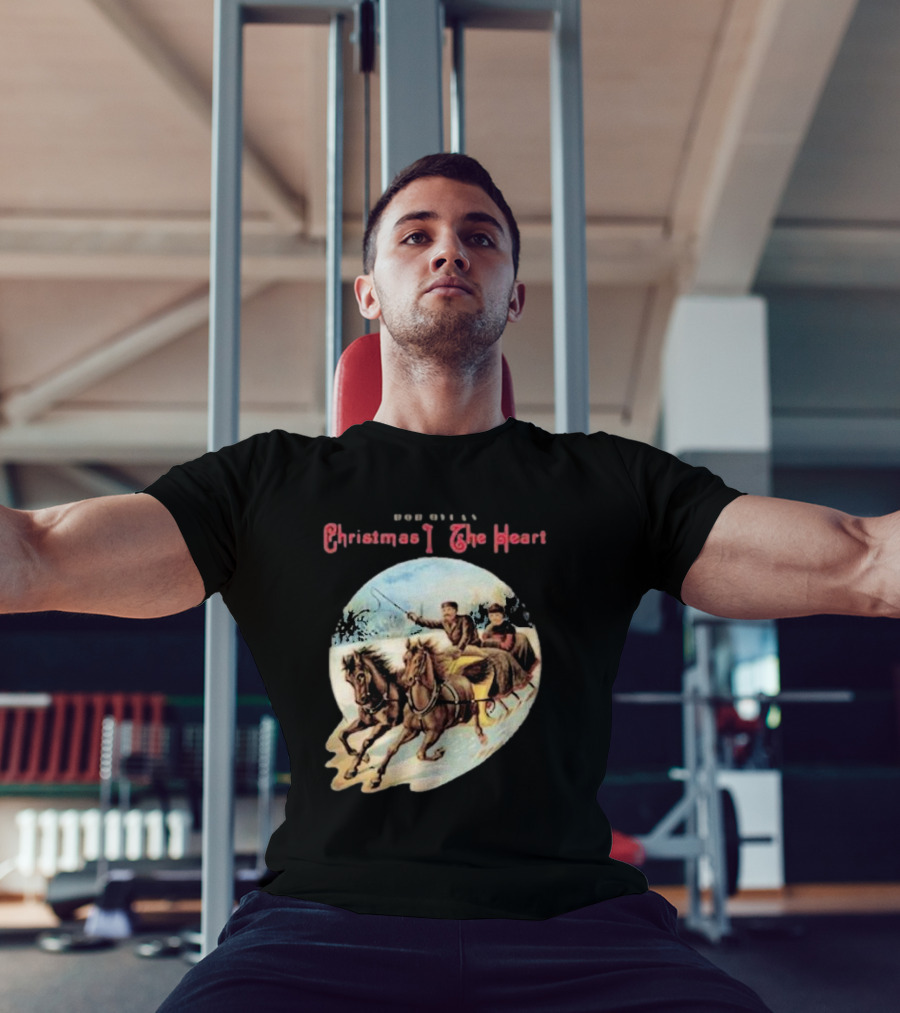 Bob Dylan Christmas In The Heart Horse Sleigh Ride Snow Scene T-Shirt