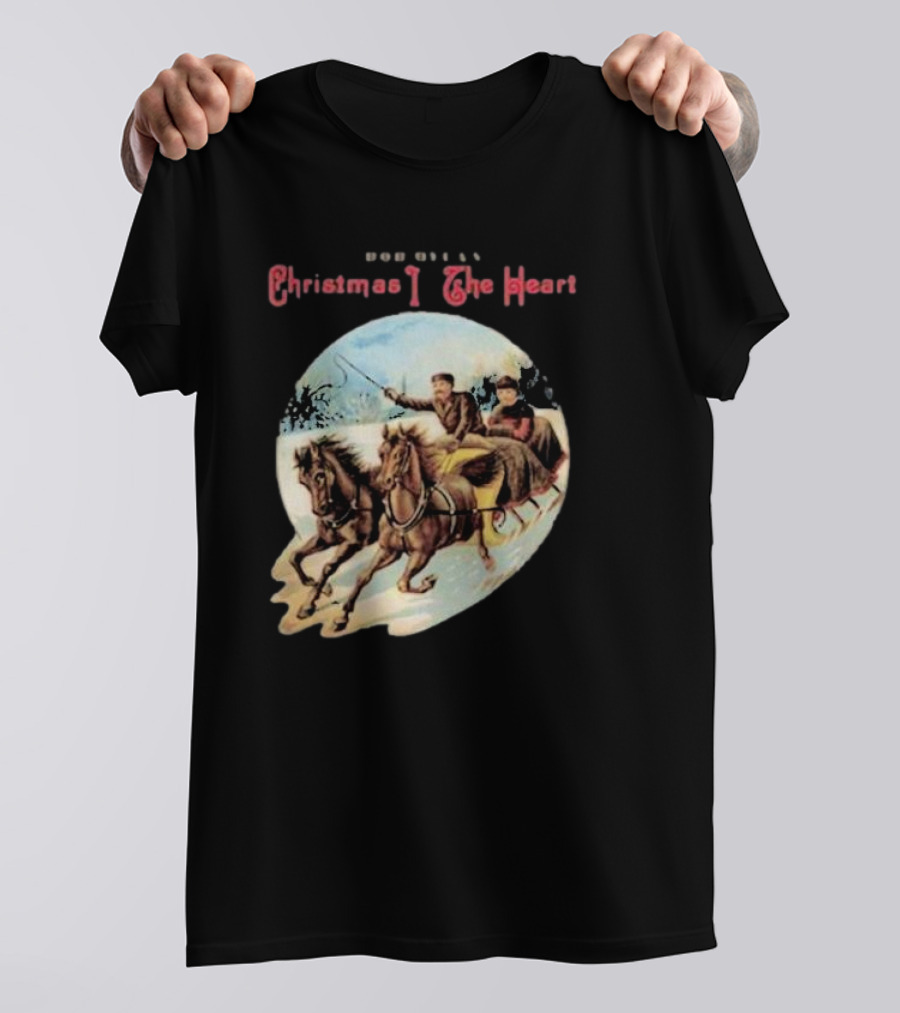 Bob Dylan Christmas In The Heart Horse Sleigh Ride Snow Scene T-Shirt