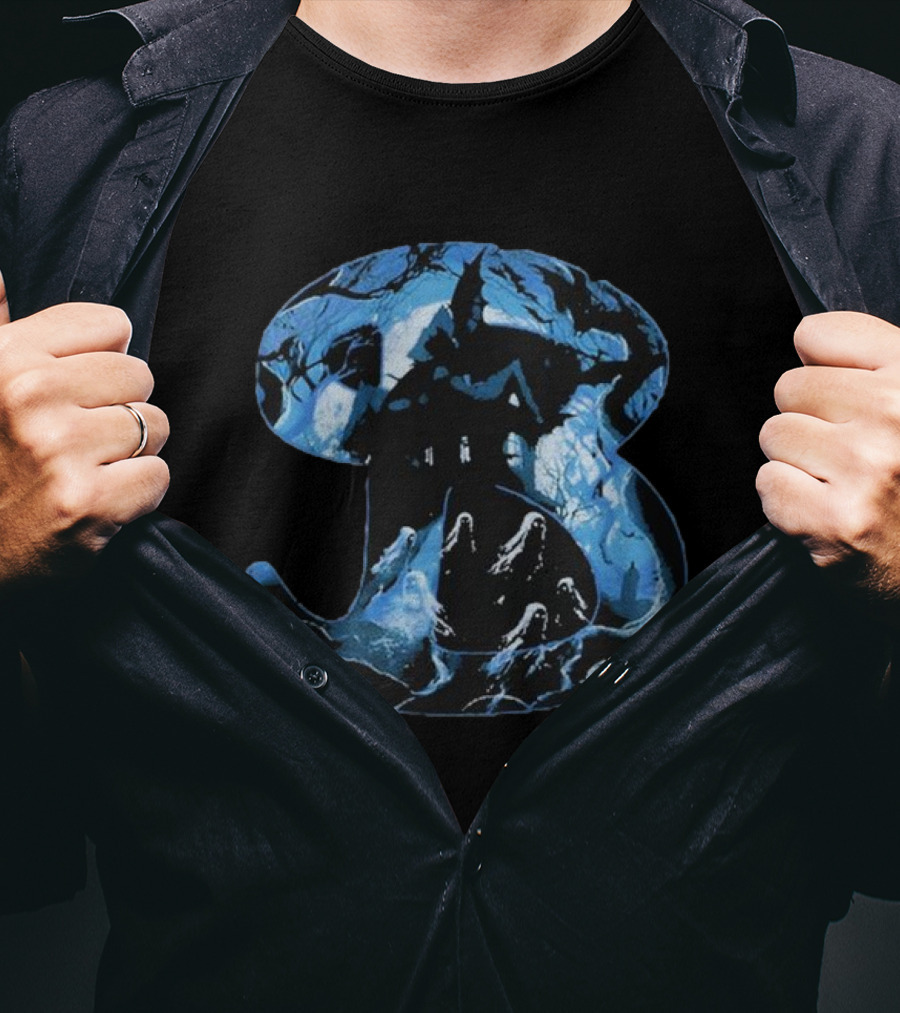 Bucket Squad Haunted Forest Nighttime Spooky House Scene T-Shirt