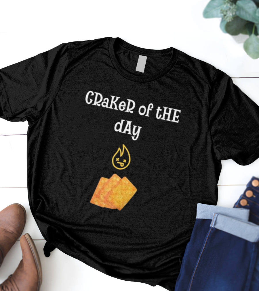 Cracker Of The Day Funny Fire Emoji Icon With Crackers T-Shirt