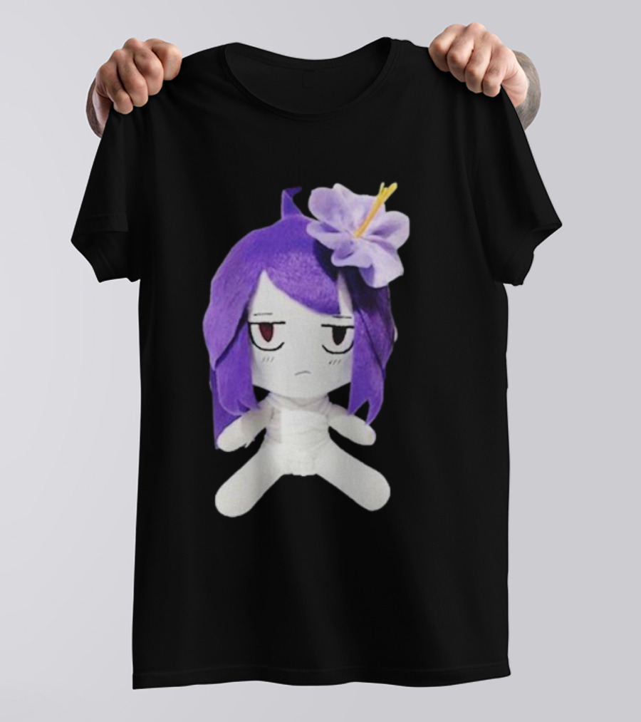 Cynthoni Jvmo Down Right Anime Plush Doll With Purple Hair And Flower T-Shirt